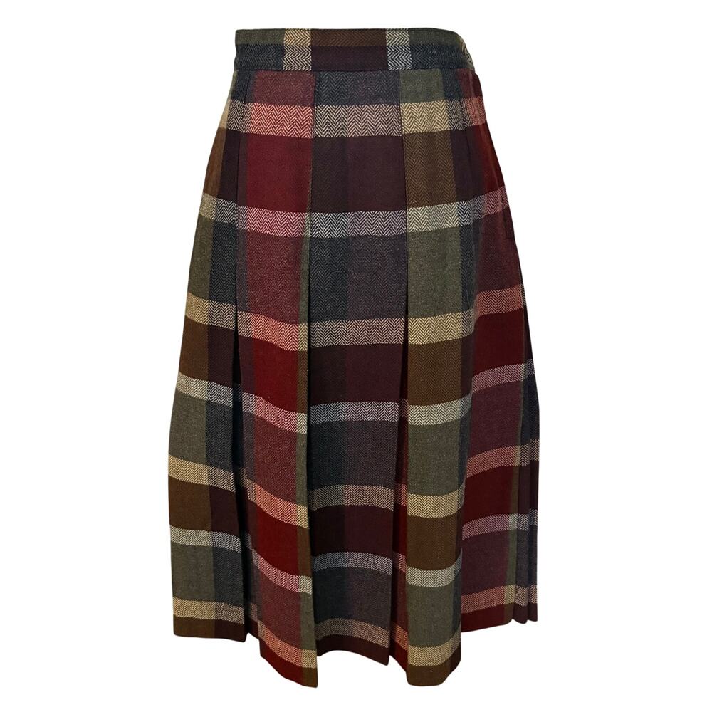 Vintage 60's Panther Wool Blend Tartan Plaid Full Pleated Rockabilly Skirt Midi